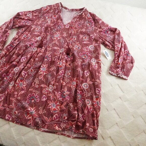 Old Navy Midi Dress Womens 2Xl Floral Print V-Neck Multi Color Long Sleeve - Picture 2 of 13